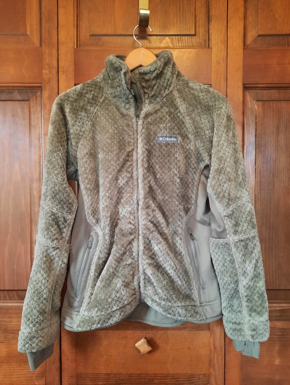 Columbia Pearl Plush II Full Zip Fleece Jacket Olive Green Fuzzy Gorpcore Size M